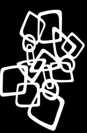 Abstrakte Retro-Quadrate – Linienmix Schablone - 4 Größen