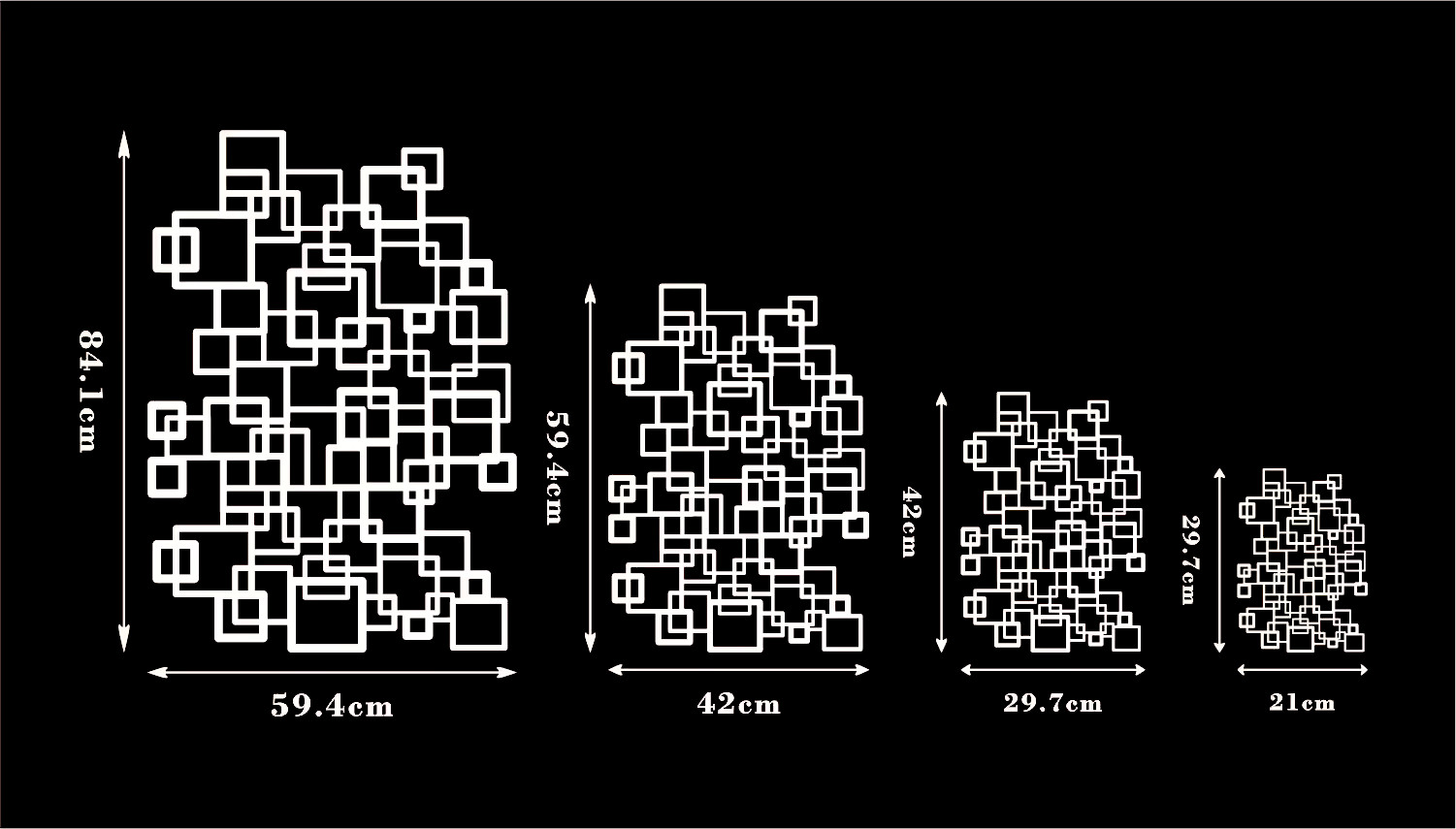 Vernetzte Quadrate – Künstler-Schablone - 4 Größen - – Bild 2