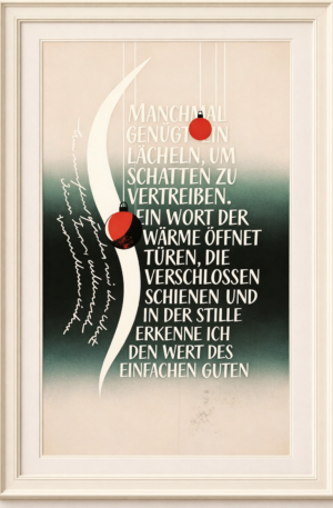 Ein Lächeln vertreibt Schatten – Text & Schwungform Schablone - 4 Größen