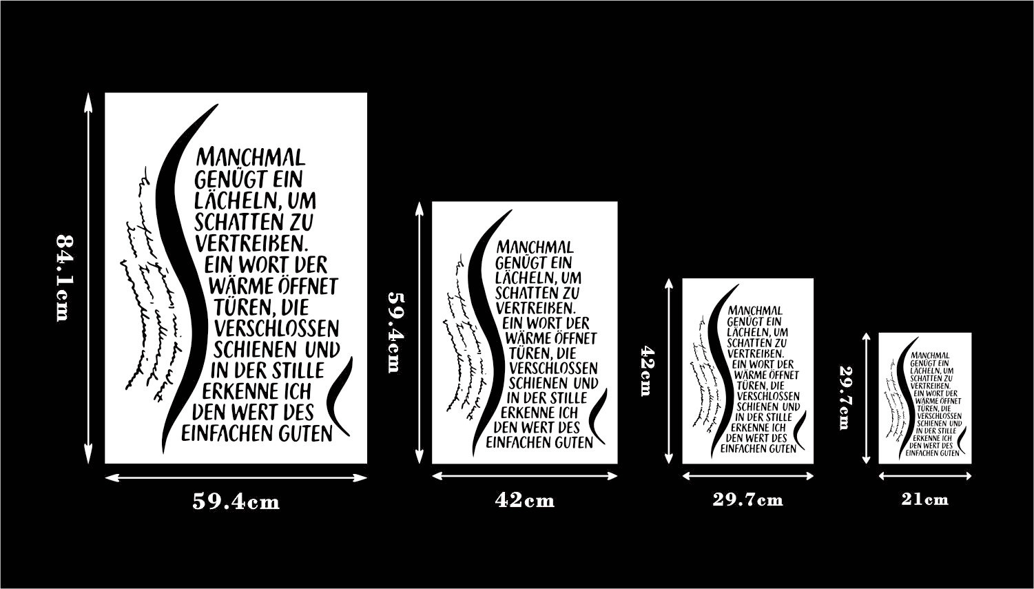 Ein Lächeln vertreibt Schatten – Text & Schwungform Schablone - 4 Größen – Bild 2