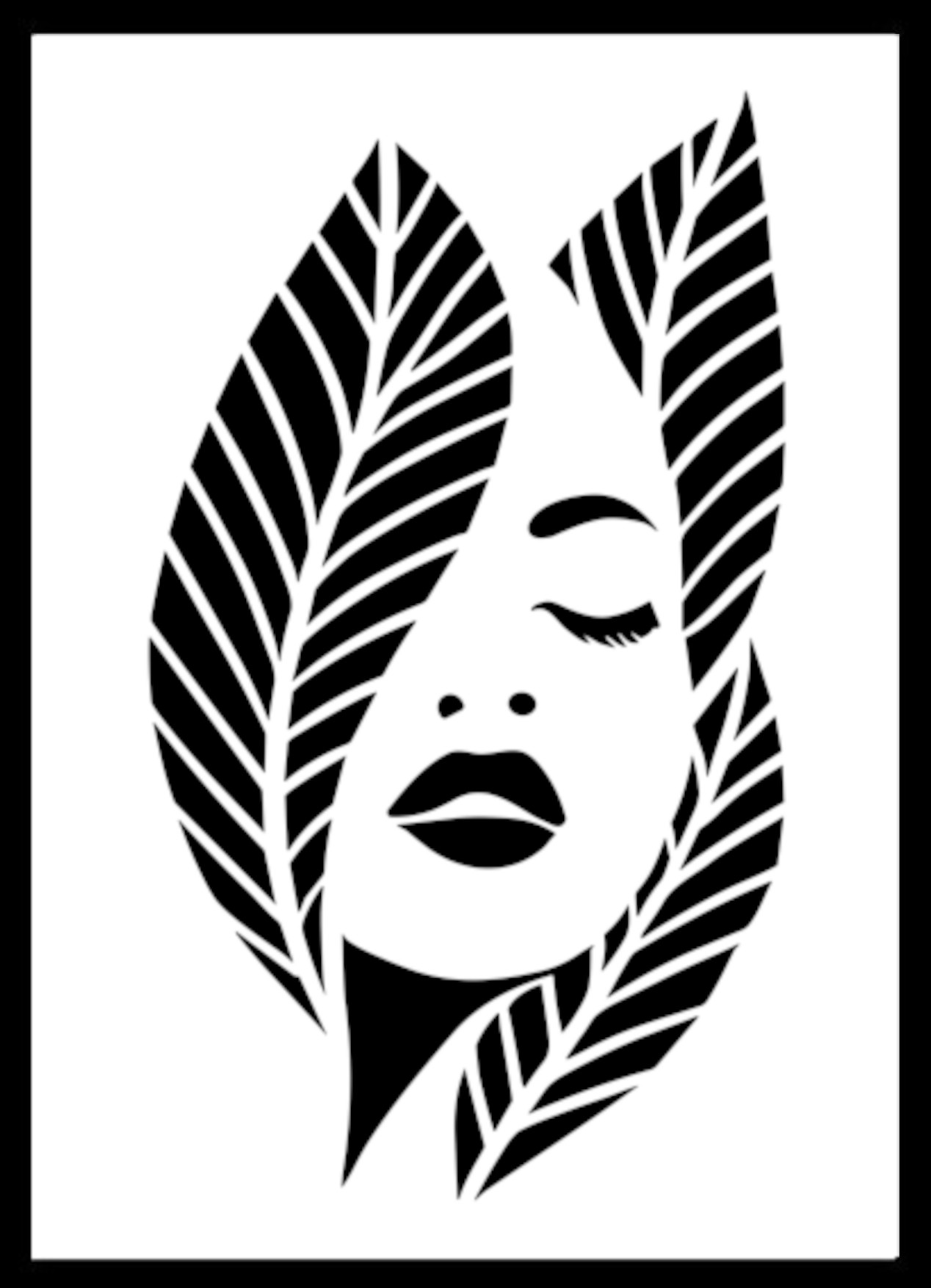 Mystische Blätterfrau – Schablone für Kunstprojekte - 4 Größen – Bild 4