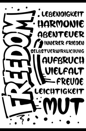 Power Words – Mut & Freiheit Schablone - 4 Größen