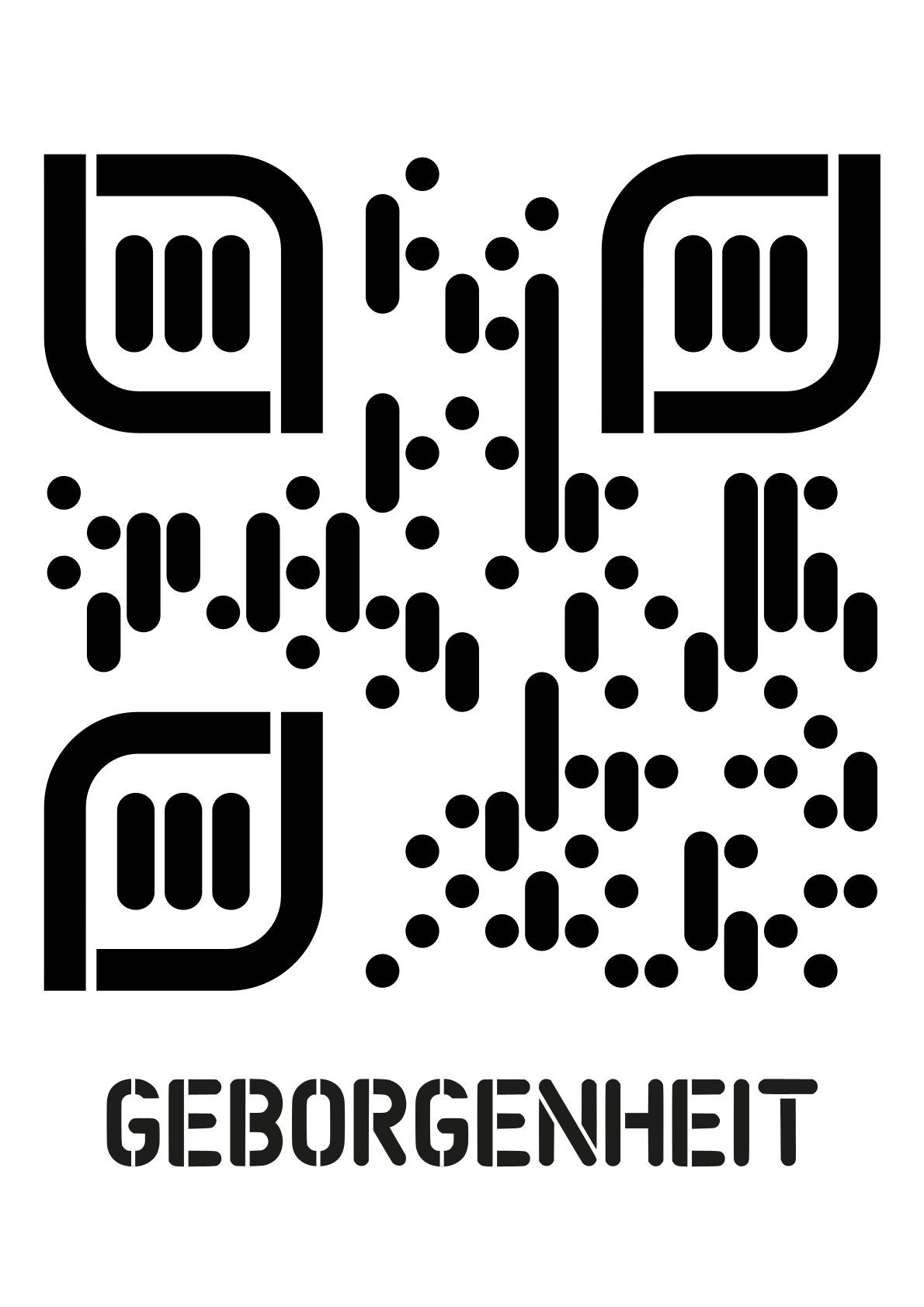 Kreatives QR-Code Kunstdesign - Geborgenheit - 4 Größen