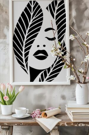 Mystische Blätterfrau – Schablone für Kunstprojekte - 4 Größen