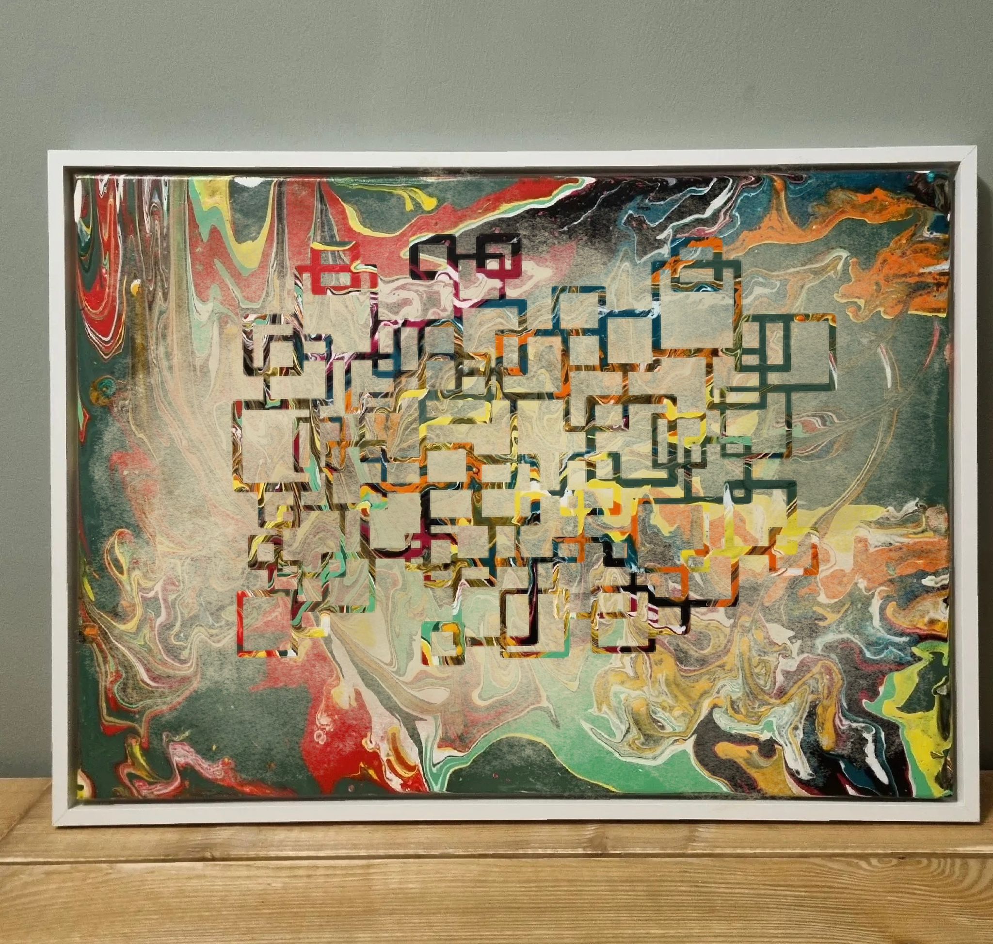 Vernetzte Quadrate – Künstler-Schablone - 4 Größen - – Bild 5