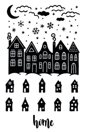 Zauberhaftes Winterhaus-Set - Selbstklebende Siebdruck-Schablone