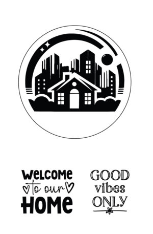 „Good Vibes Only – Stadt & Haus Rundschablone“ - Selbstklebende Siebdruck-Schablone
