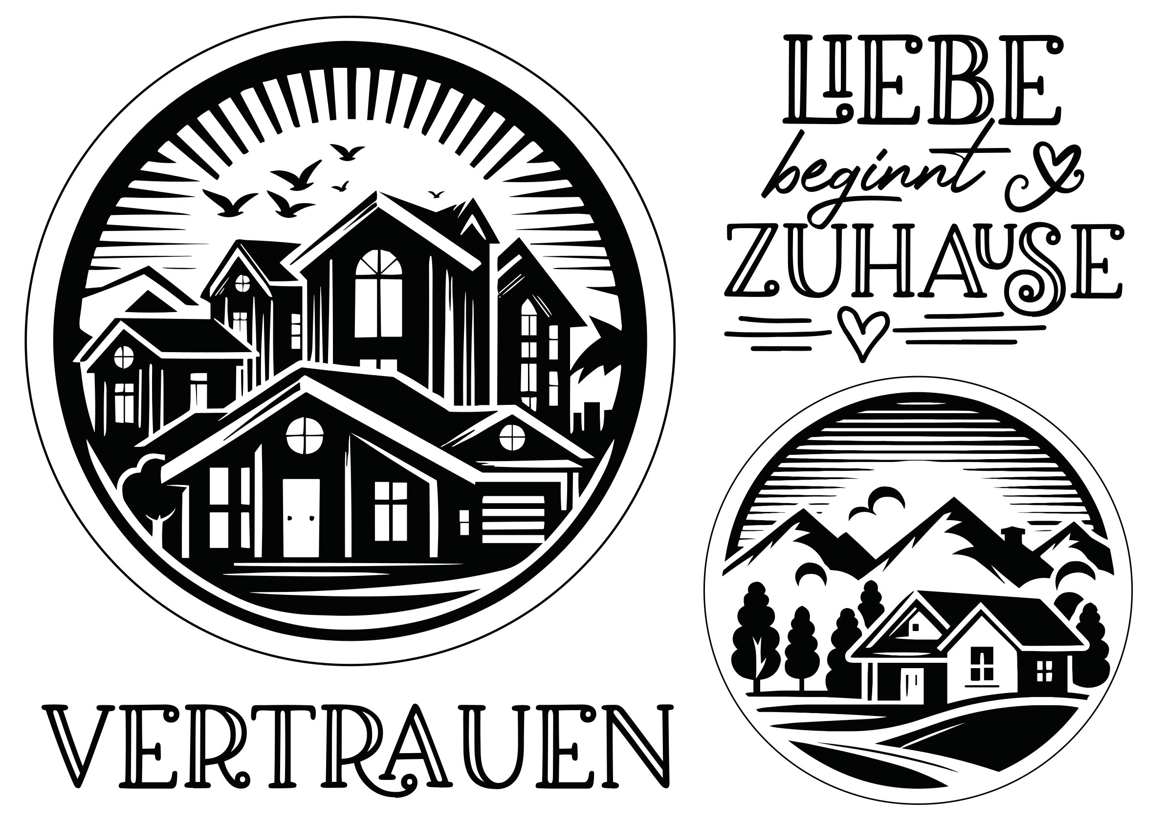 „Home Feeling“ - Liebe beginnt zu Hause - Vertrauen - Selbstklebende Siebdruck-Schablone – Bild 2