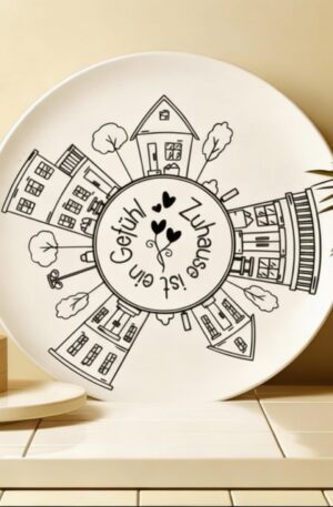 „Runde Häuserwelt – Zuhause ist ein Gefühl“ -  Selbstklebende Siebdruck-Schablone