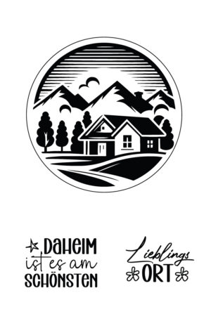 „Lieblingsort – Modernes Hausmotiv“ - Selbstklebende Siebdruck-Schablone