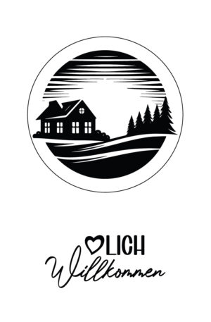 „Haus am Waldrand – Willkommen Schriftzug“ - Selbstklebende Siebdruck-Schablone