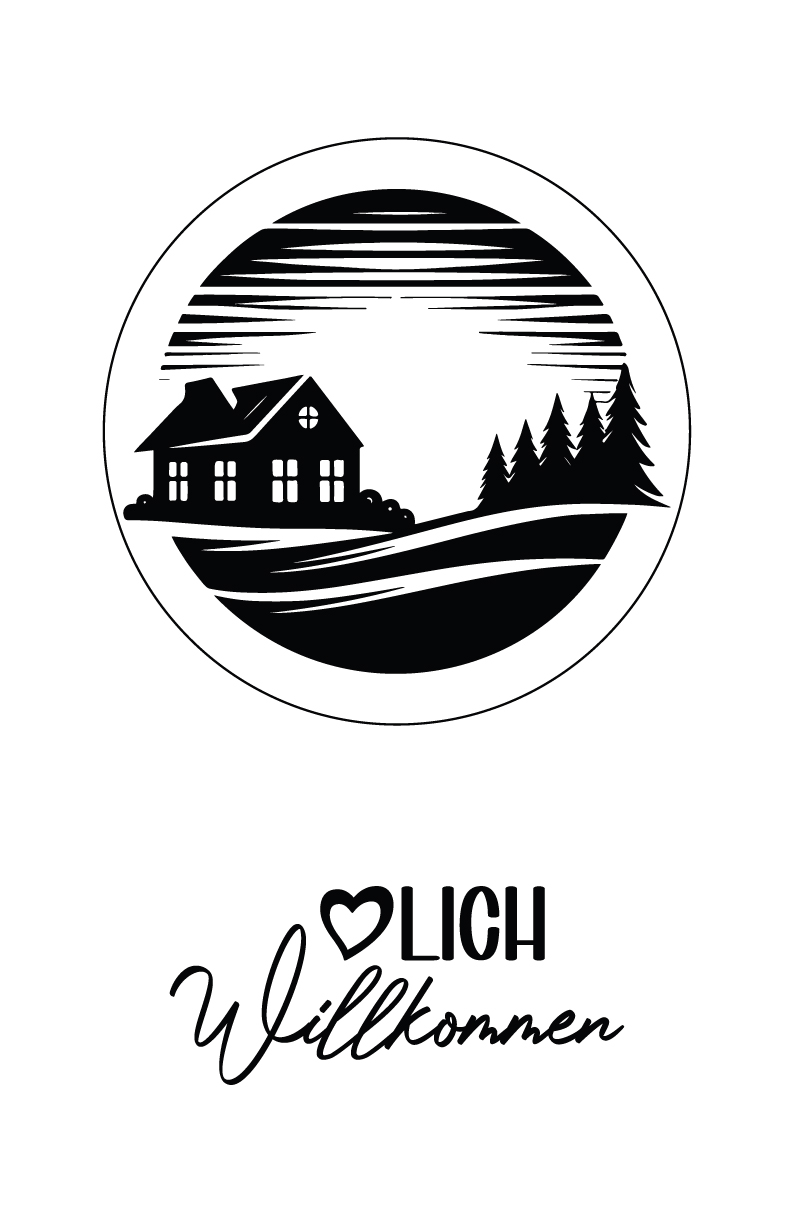 „Haus am Waldrand – Willkommen Schriftzug“ - Selbstklebende Siebdruck-Schablone