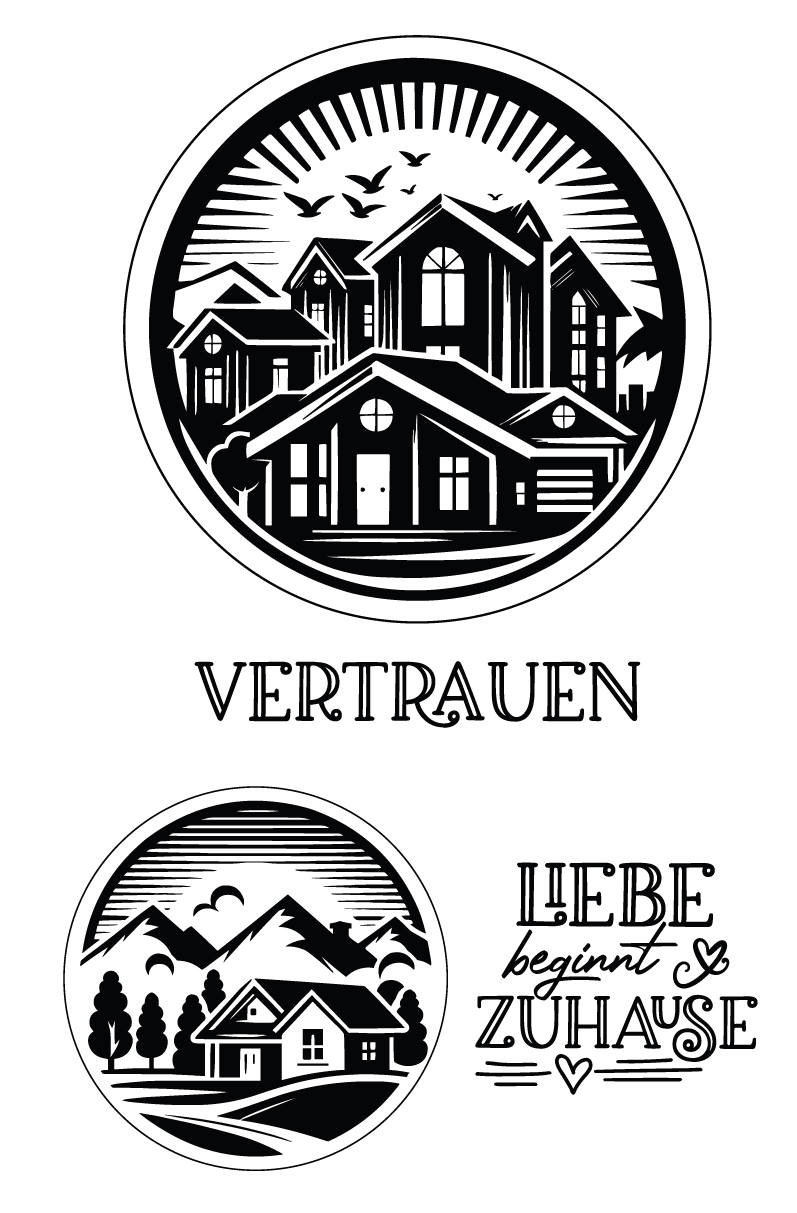 „Home Feeling“ - Liebe beginnt zu Hause - Vertrauen - Selbstklebende Siebdruck-Schablone