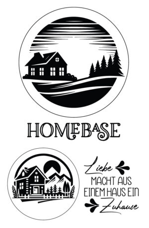 Landhäuser - Liebe macht aus einem Haus ein Zuhause - Selbstklebende Siebdruck-Schablone