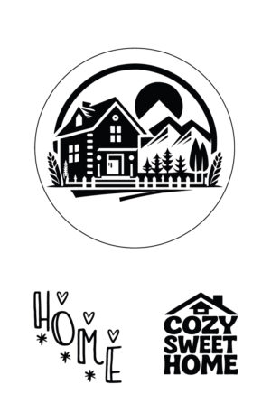 Dreamy Mountain Home - Cozy Sweet Home - Selbstklebende Siebdruck-Schablone