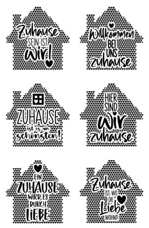 Selbstklebende Siebdruck-Schablone - „Herzhaus Designbundle – Schöne Sprüche für dein Zuhause“