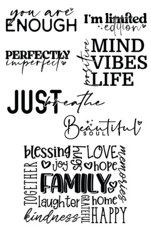 Selbstklebende Siebdruck-Schablone - „Mindset & Motivation – Inspirierende Sprüche im Lettering-Stil“