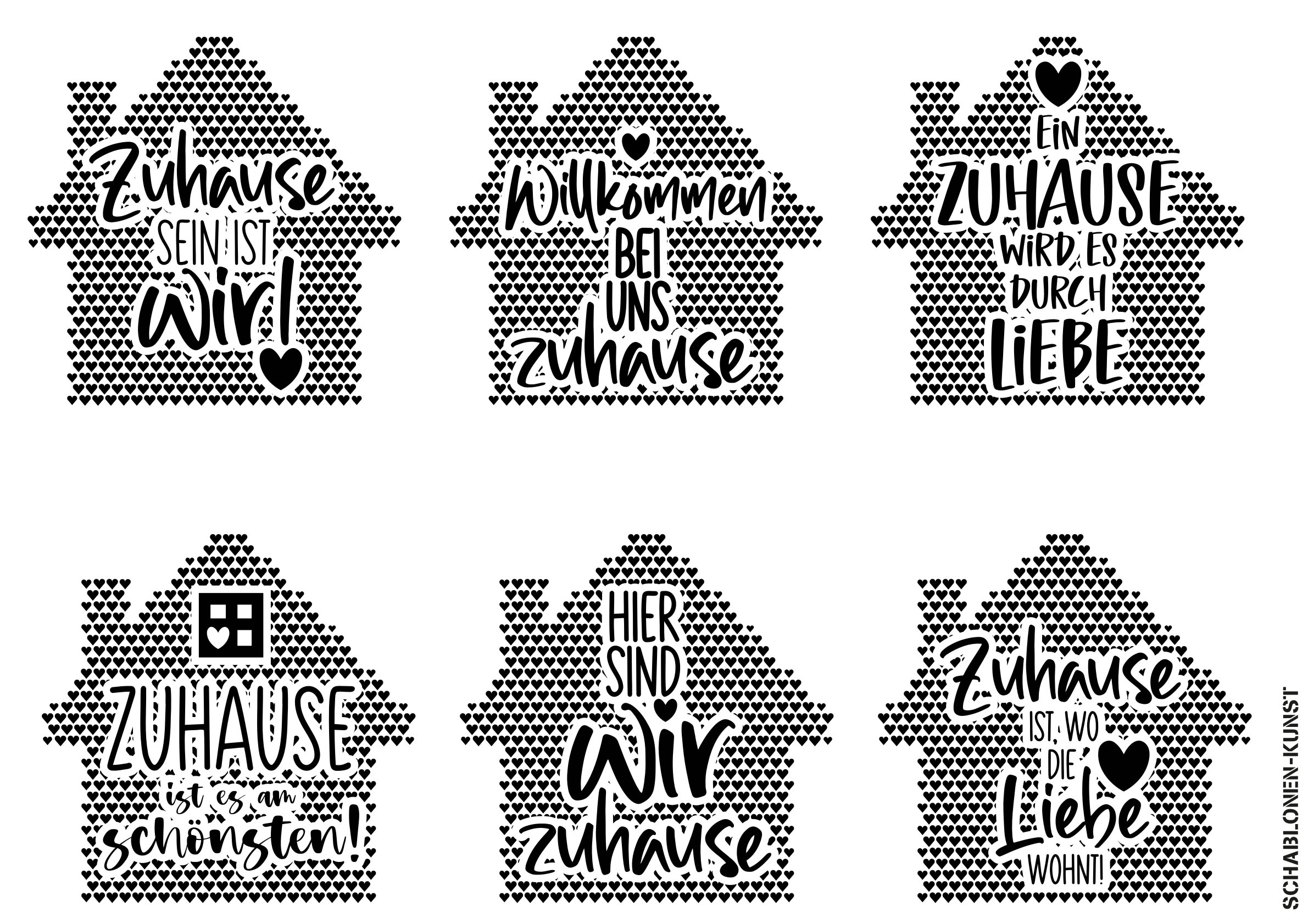Selbstklebende Siebdruck-Schablone - „Herzhaus Designbundle – Schöne Sprüche für dein Zuhause“ – Bild 2